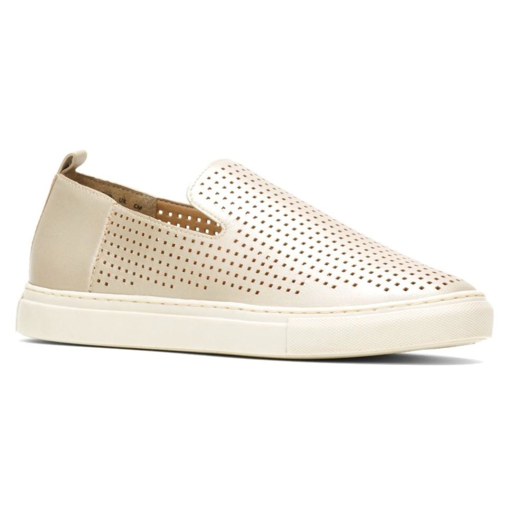 Gold Metallic Manda Perforated Leather Slip-On